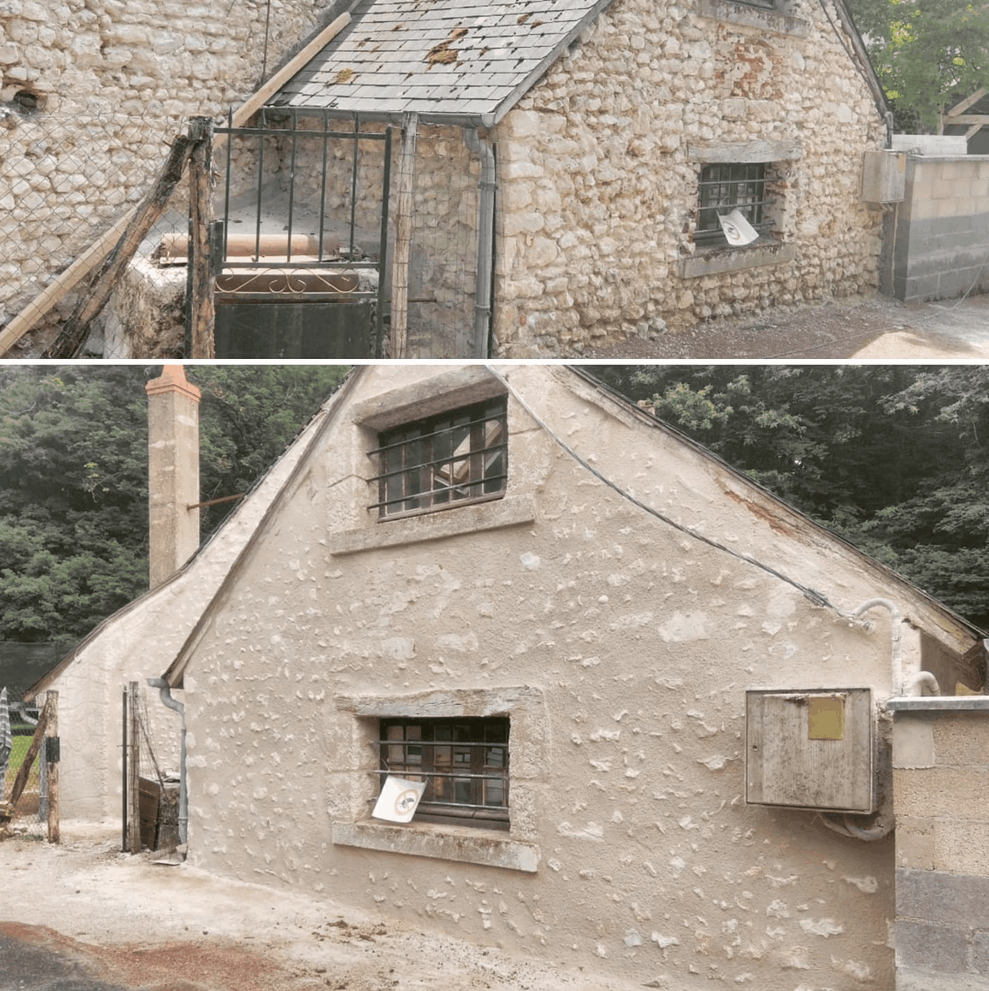 Ravalement : rénovation d'un mur traditionnel en moellon 