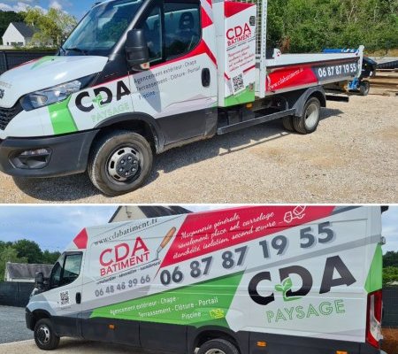 illustration de CDA bâtiment et Paysages : Création graphique des véhicules de la société